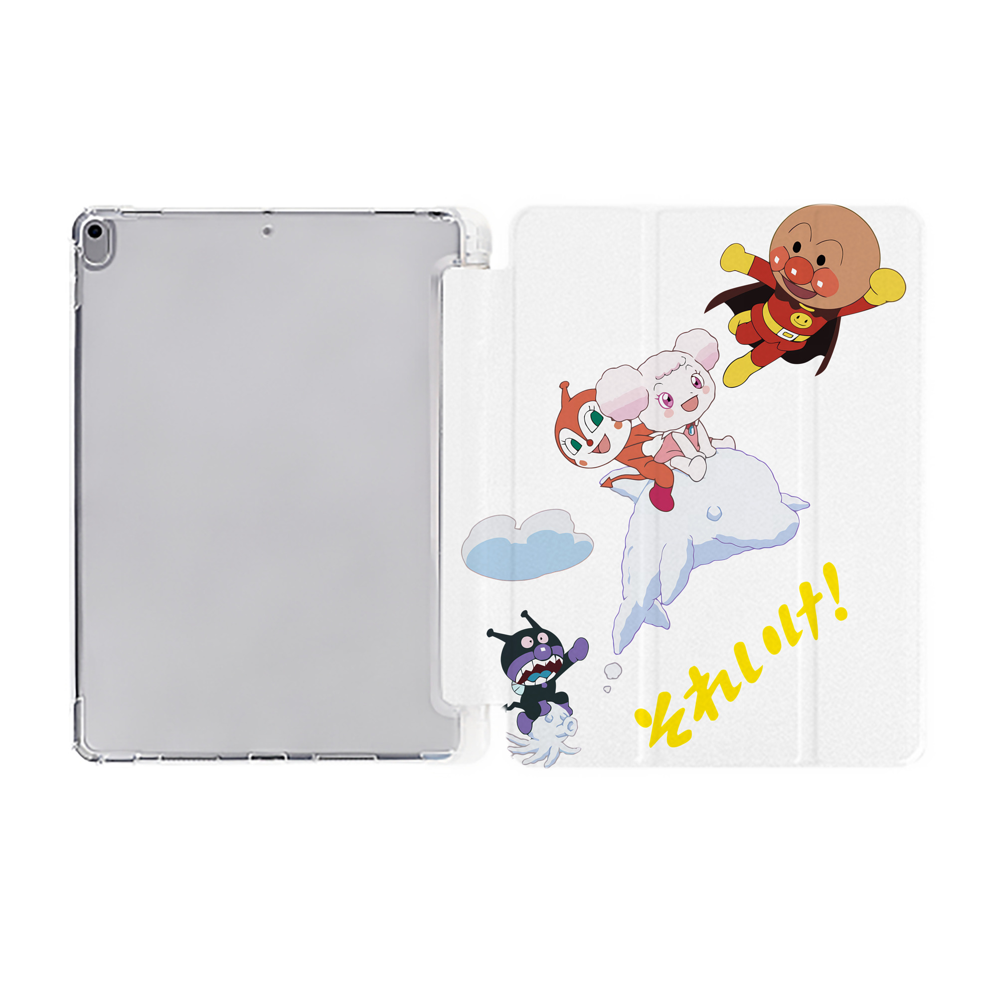 （画像用） アンパンマン Anpanman IPad ケース ペン収納付き 三つ折りスタンド PUレザー×シリコン 対応機種9.5/10.5/10.9インチ